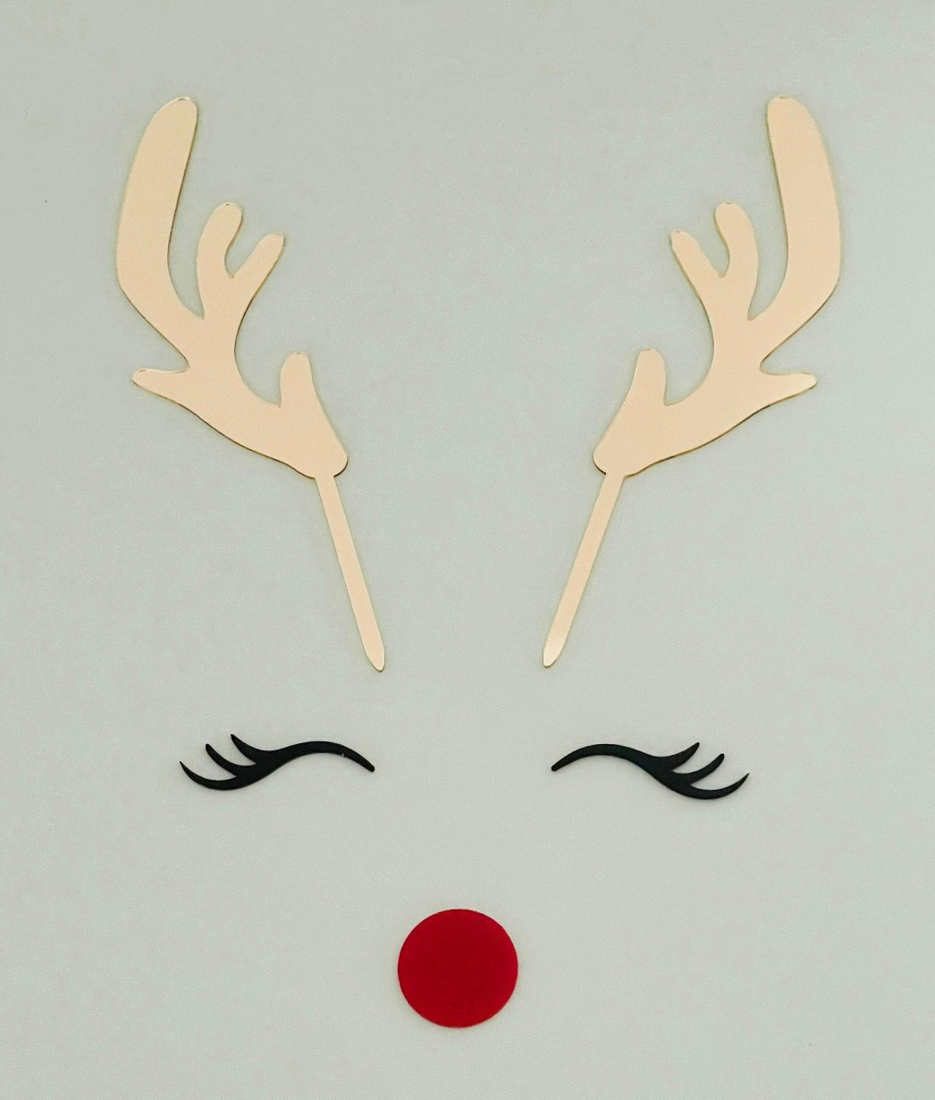 Acrylic Reindeer Cake Set - Antlers, Nose & Eyelashes - Image 3