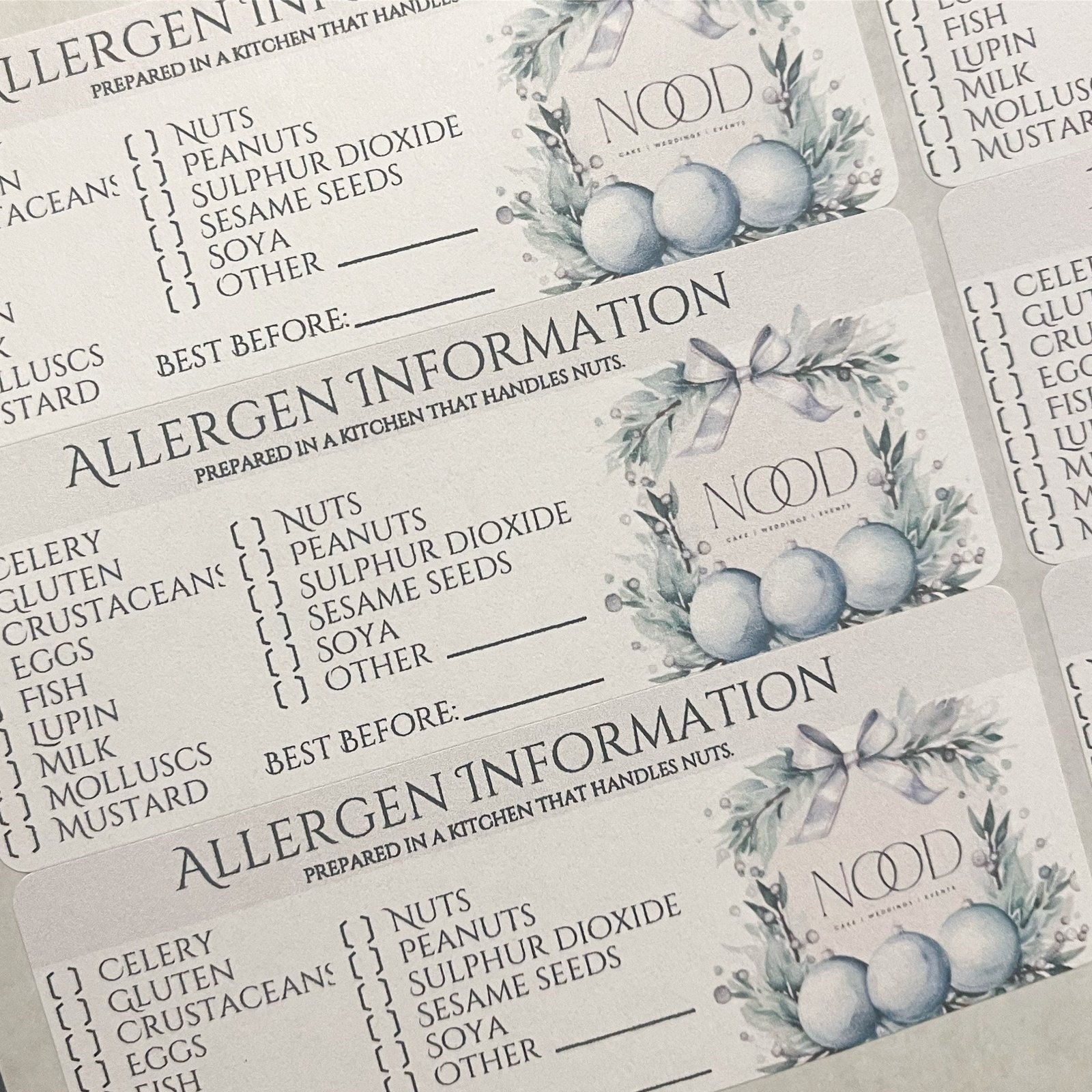 Christmas Allergen Stickers