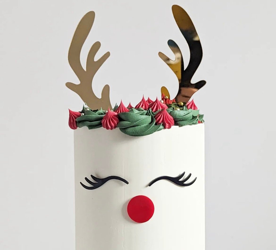 Acrylic Reindeer Cake Set - Antlers, Nose & Eyelashes