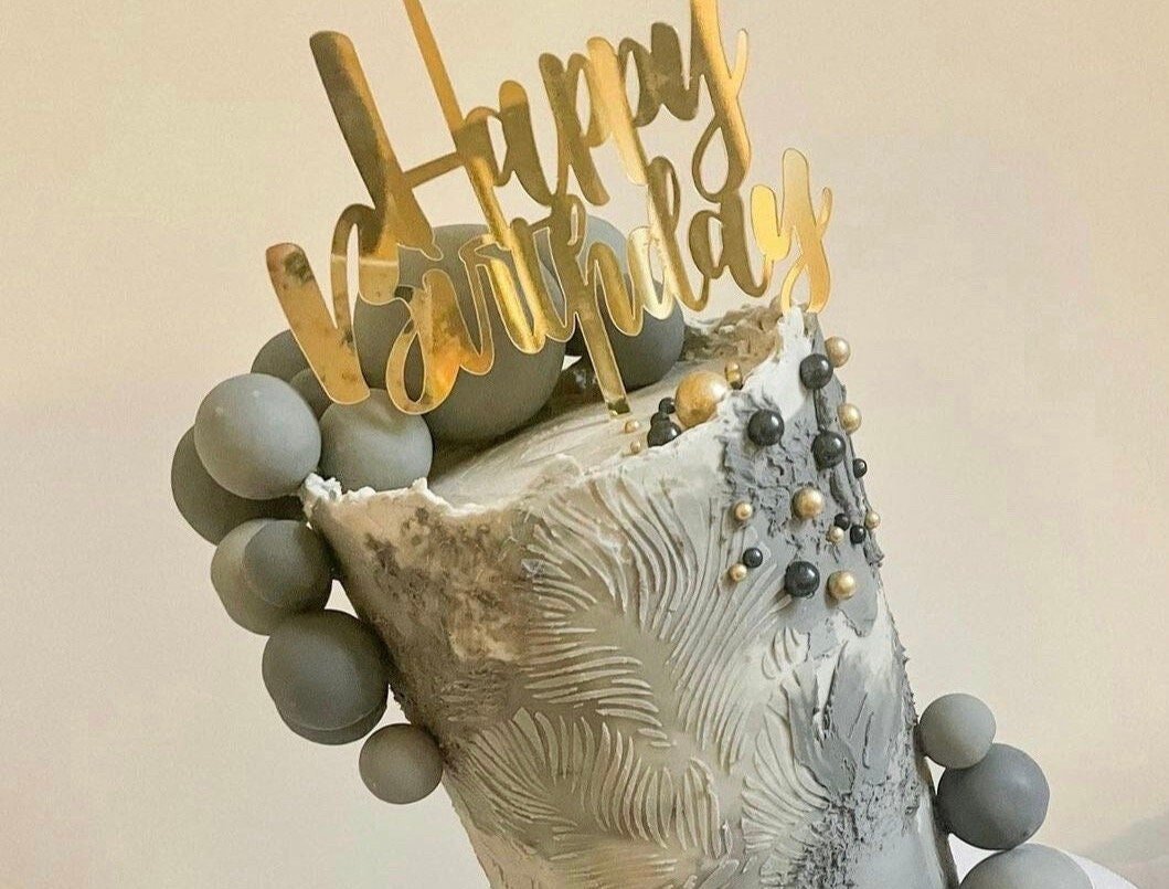 Acrylic Happy Birthday Cake Topper - Image 2