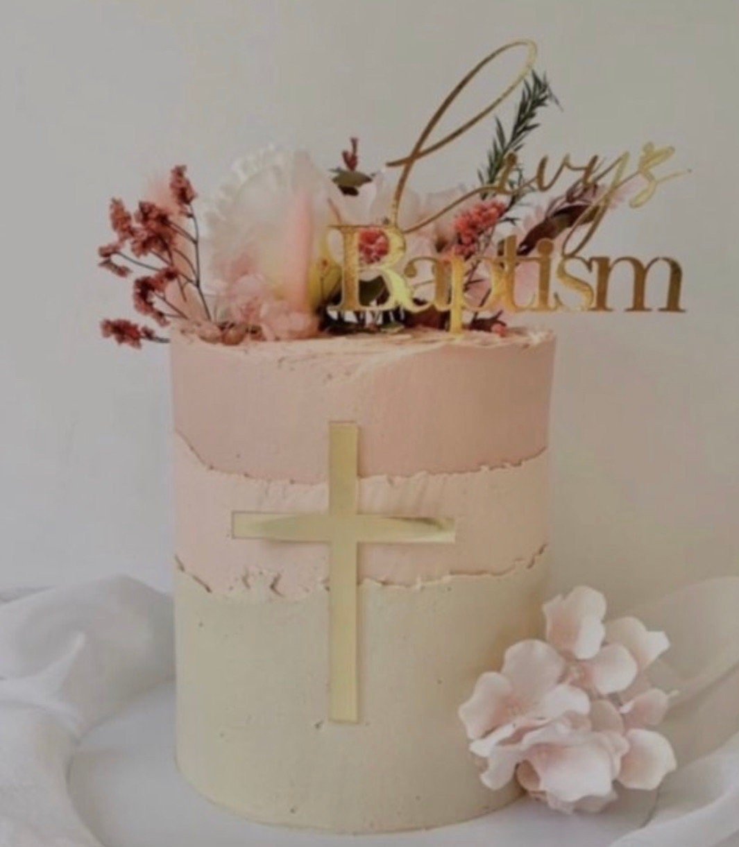 Christening Baptism Cake Topper & Acrylic Cross - Image 5
