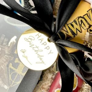 Happy Birthday gold acrylic tag - cupcake topper, cake topper, gift tag - Lovely Bubbly Makes