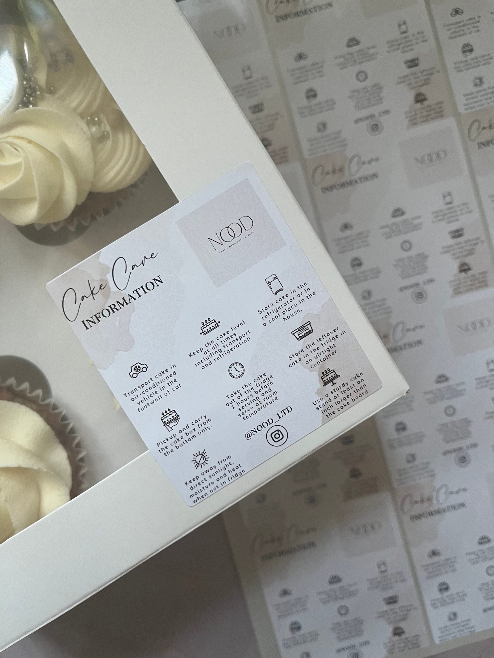 Gloss Personalised Cake Care Information Stickers - Image 2