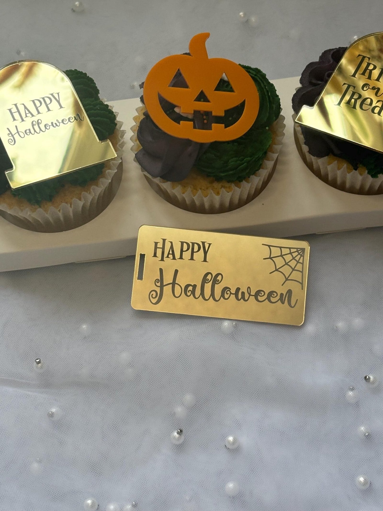 Trick or Treat gold acrylic tombstone - Image 3