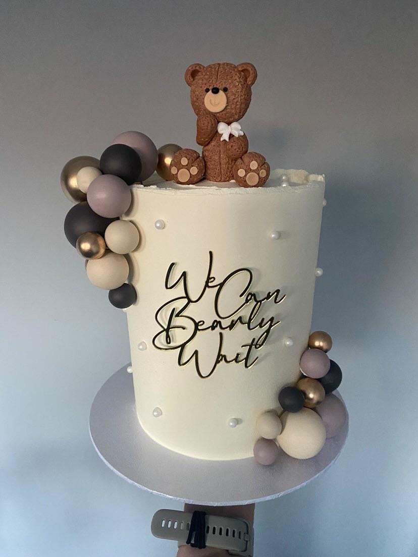 Acrylic We Can Bearly Wait Cake Charm - Image 5