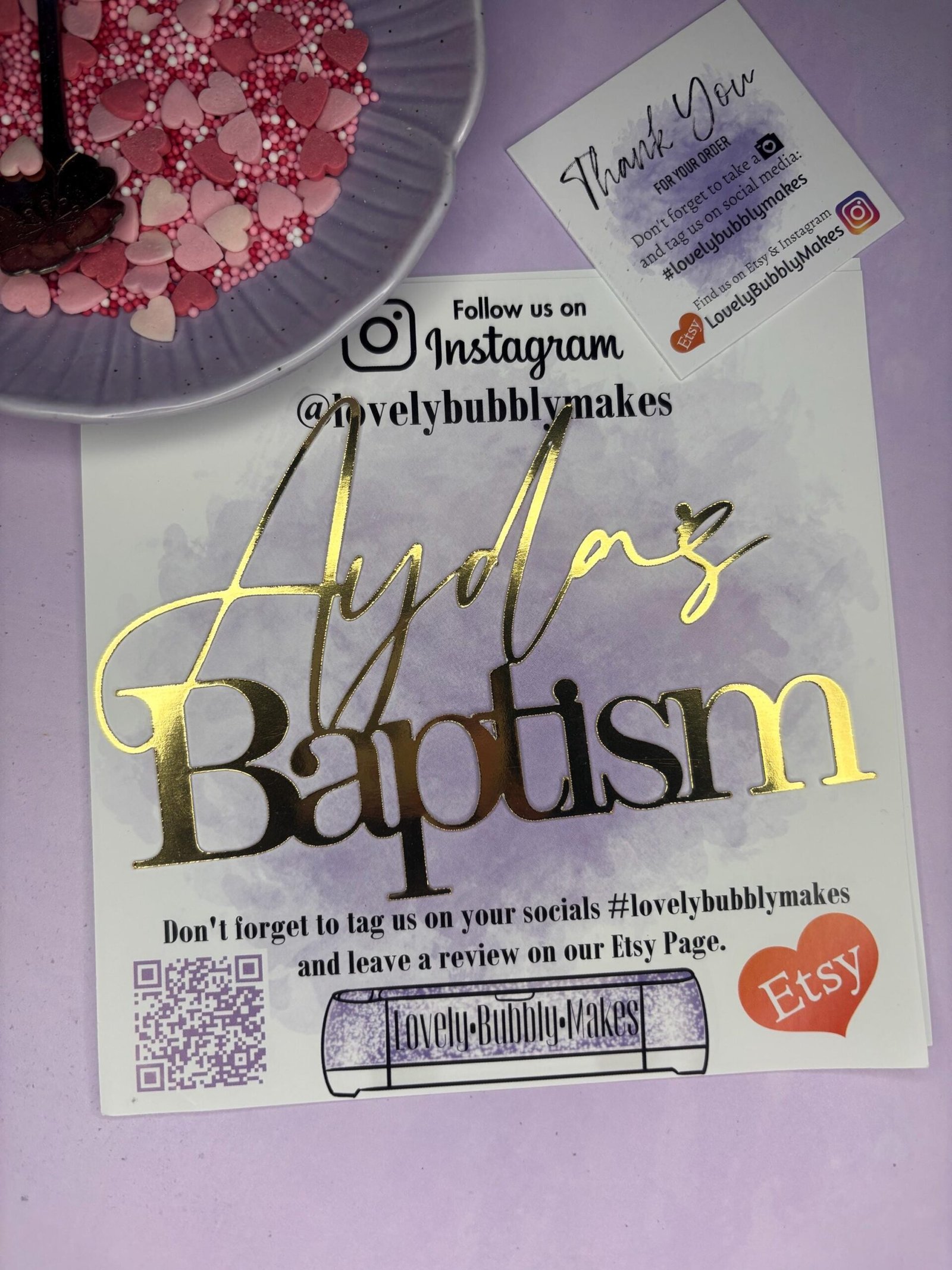 Christening Baptism Cake Topper & Acrylic Cross - Image 10