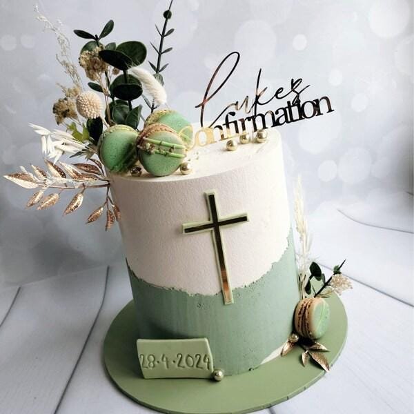 Christening Baptism Cake Topper & Acrylic Cross - Image 2