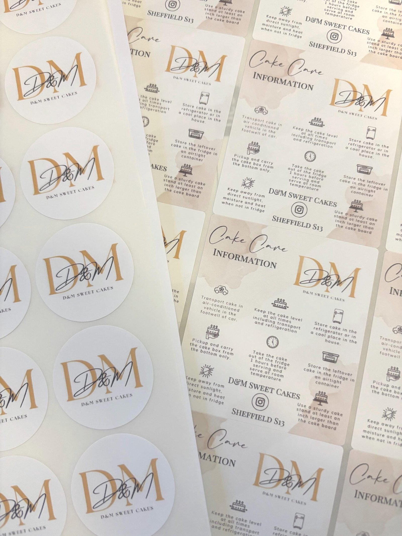 Gloss Personalised Cake Care Information Stickers