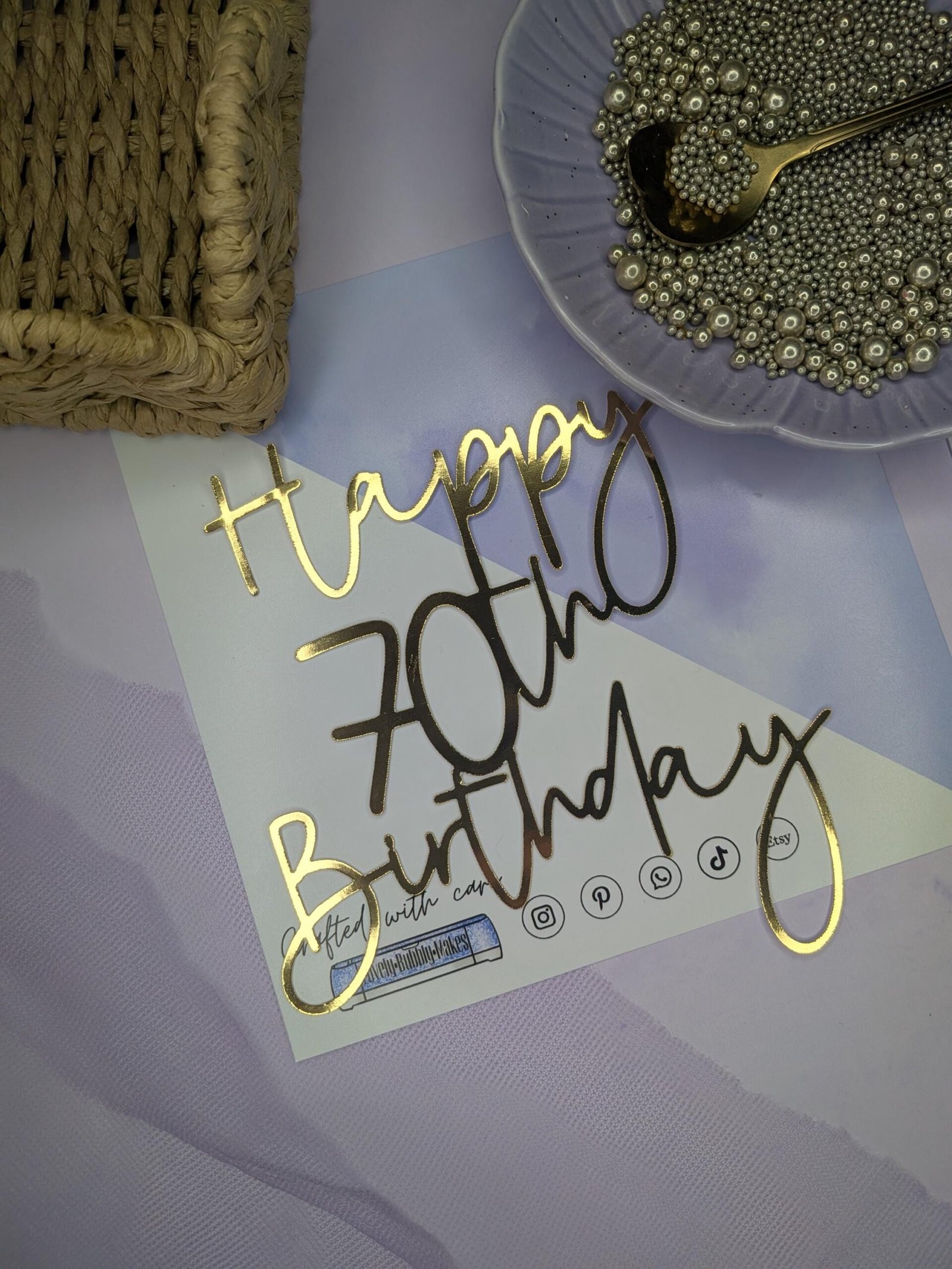 Happy Birthday Age Cake Topper - 50th, 60th, 70th