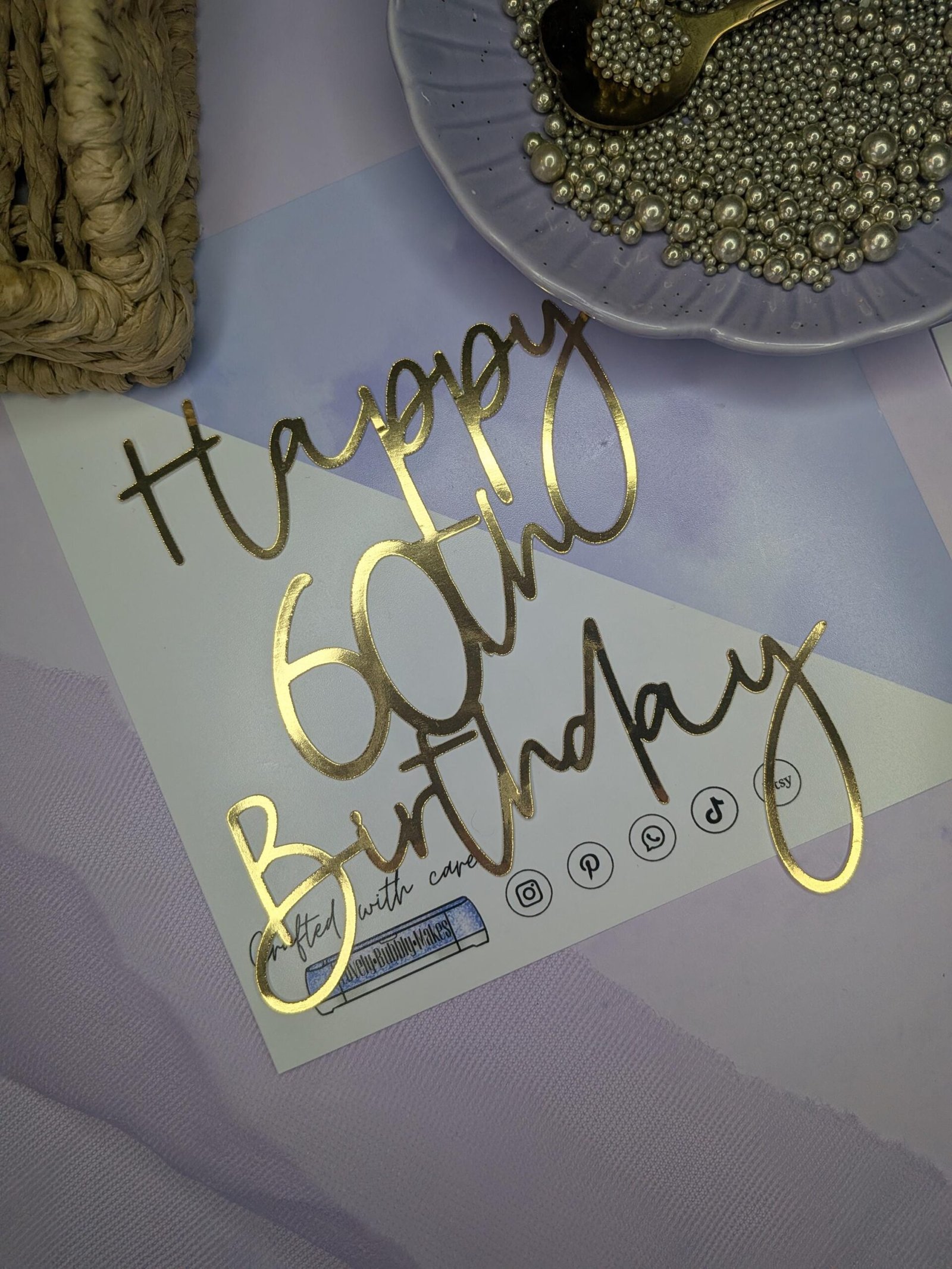 Happy Birthday Age Cake Topper - 50th, 60th, 70th - Image 3