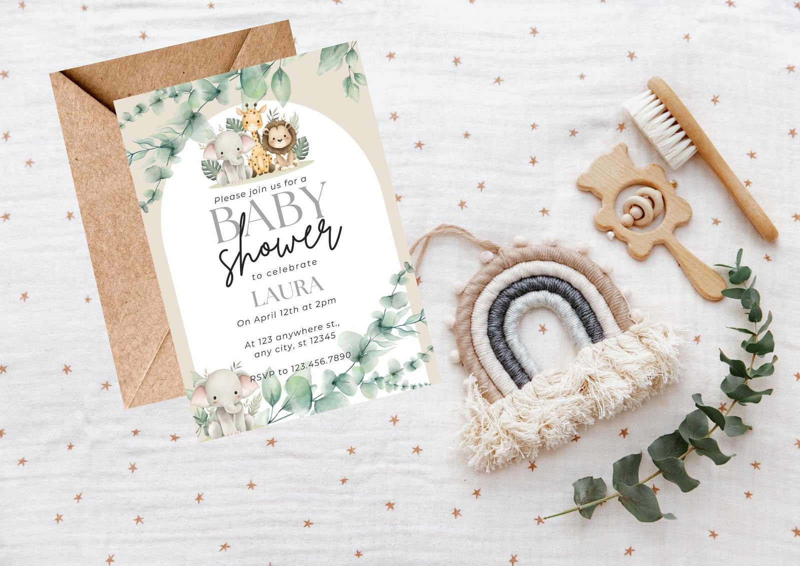 Safari Animal Baby Shower Invitation