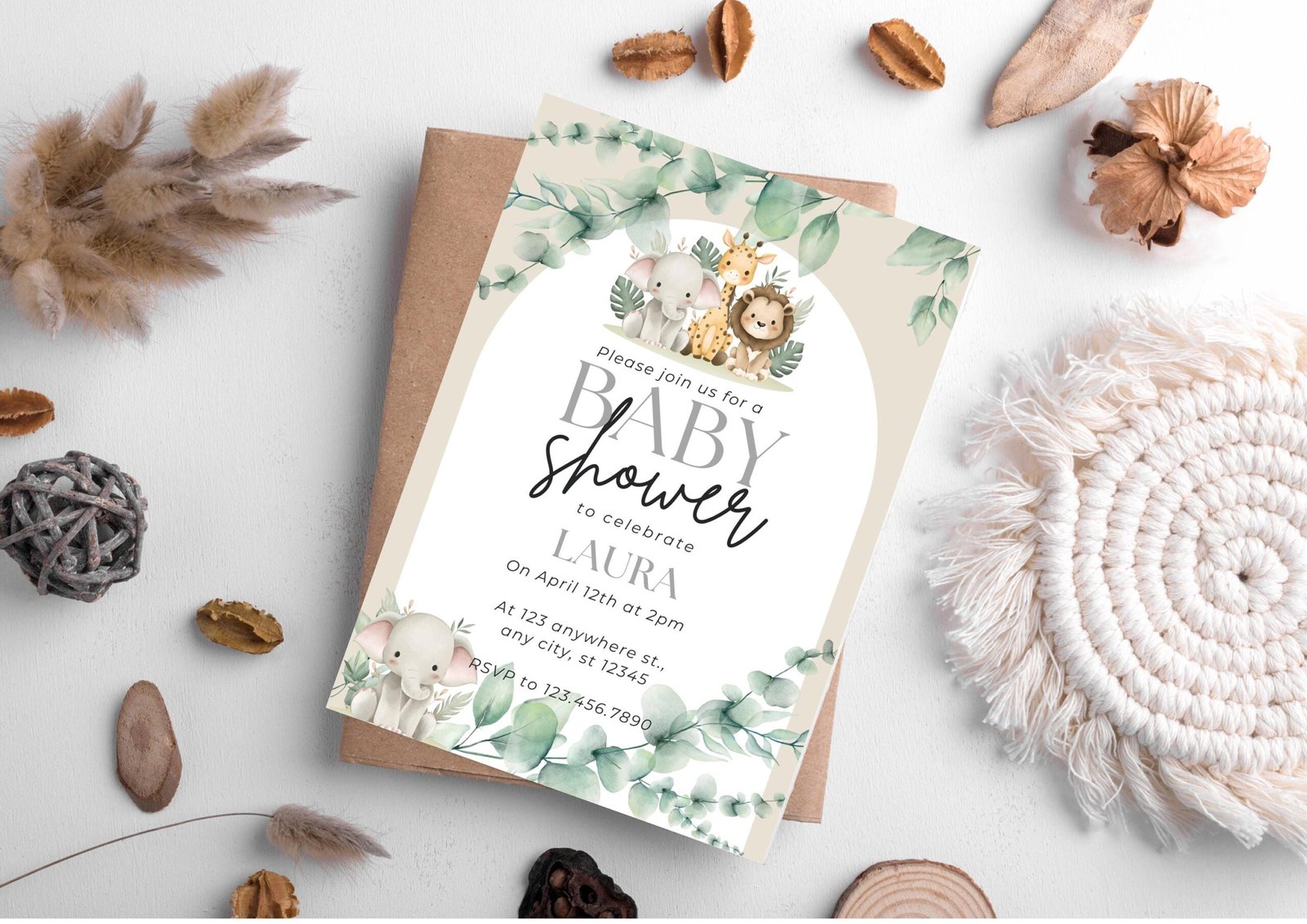 Safari Animal Baby Shower Invitation - Image 2