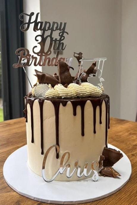 Birthday Cake / Cupcake Topper - Happy Age Birthday Name