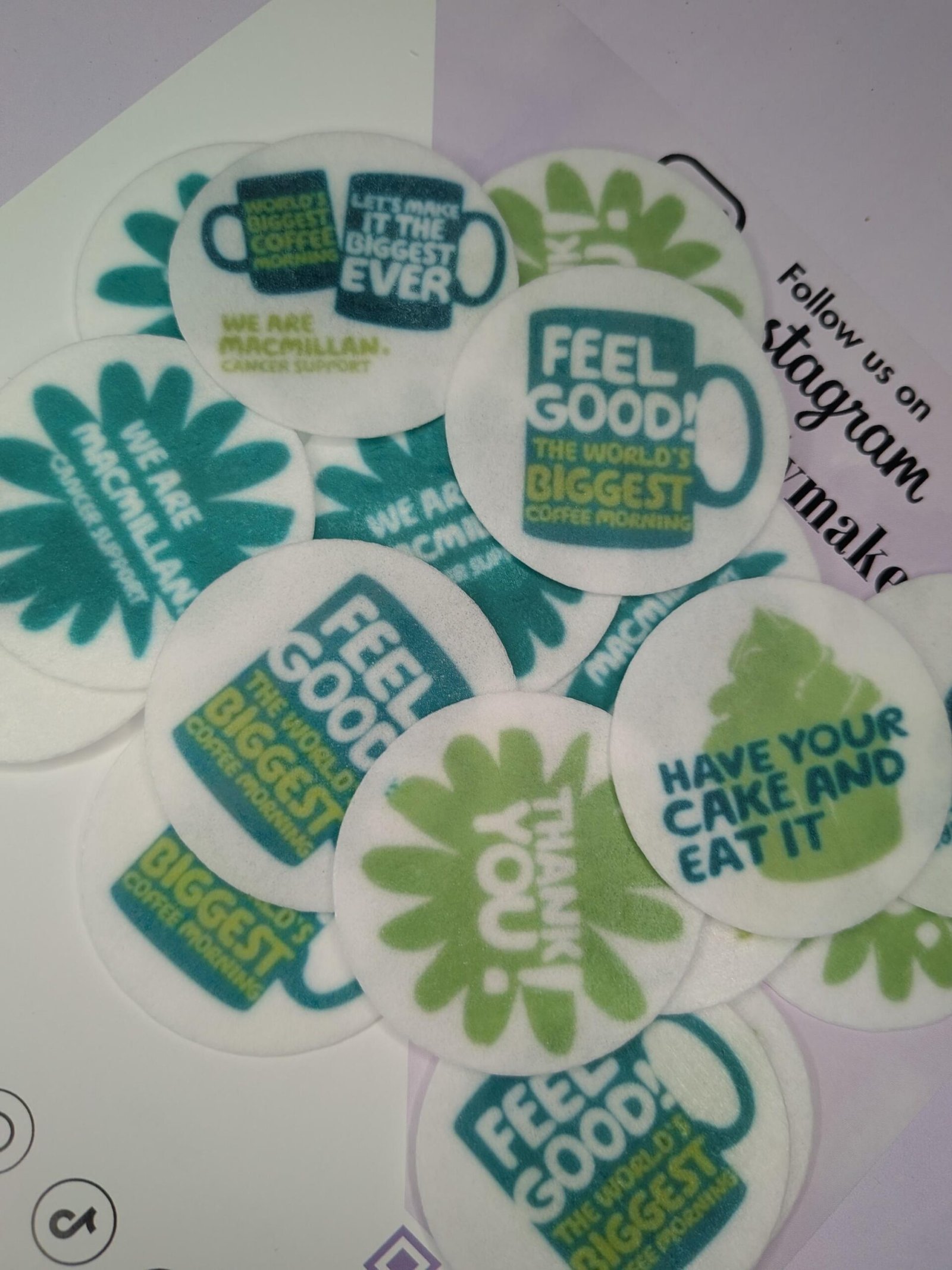 Macmillan Cancer Coffee Morning Edible Toppers - Image 3