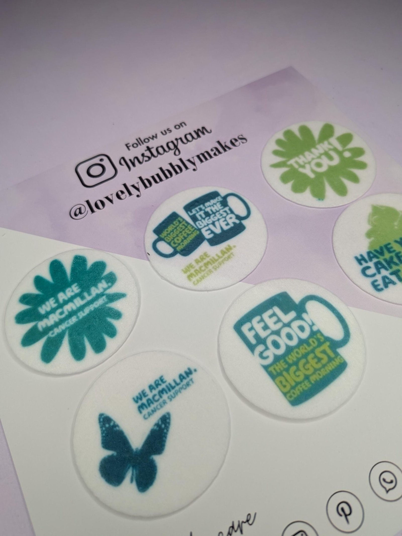 Macmillan Cancer Coffee Morning Edible Toppers - Image 4