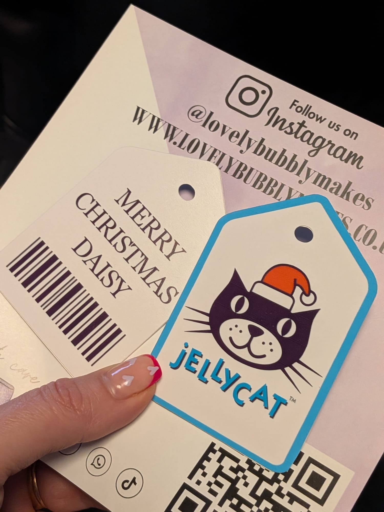 Christmas Jelly Cat Swing Gift Tag, Topper, Tree Decoration